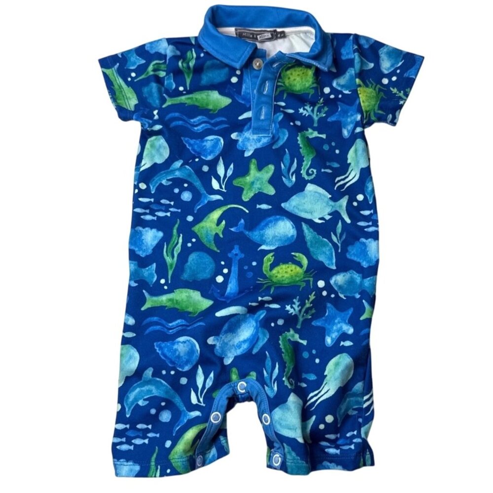 Millie & Maxx Baby Boys Underwater Fish Ocean Romper 6M Summer Beach